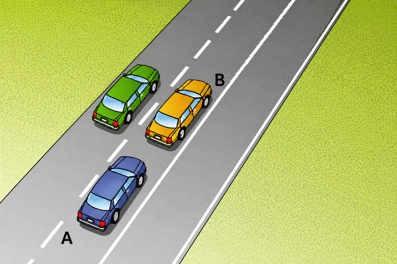 Wait-behind-car-B-until-it-moves-into-the-left-lane-4